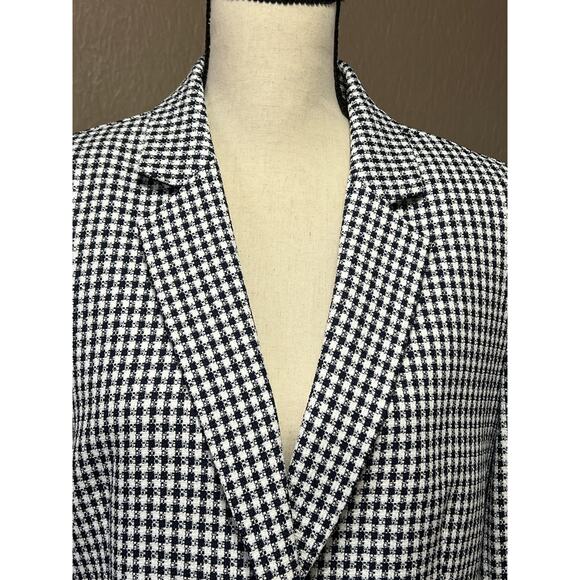 Tahari ASL Women's Check Suit Blazer Office Siren Corpcore Blue Lined Size 10 - Picture 3 of 15